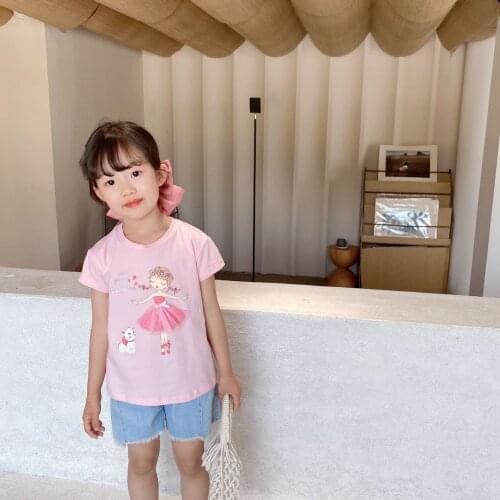 2021 Summer t-shirt for kids baby girls pink colour baby girls Tees