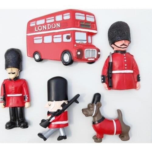 London Magnet Tourist Souvenirs Household Guards Division of The British Army and London Bus 3d Magnetic Sticker Gift Ideas