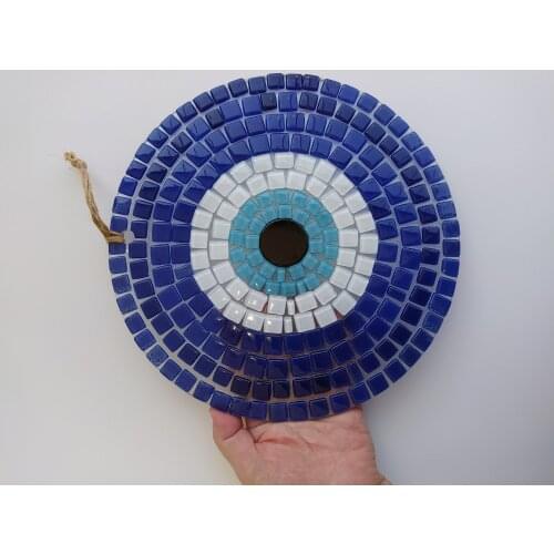 Mosaic Evil Eye 25cm Glass Bead Pendant Charm Turkish Handmade Boho Home Decor Big Amulet for Wall Hanging Talisman Protector