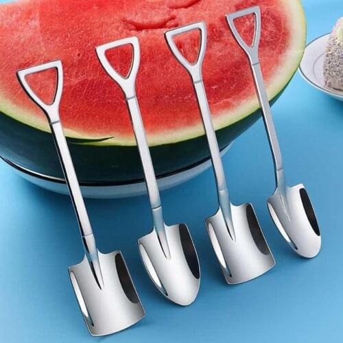 304 Stainless Steel Coffee Spoon Cutlery Set Retro Iron Shovel Western Food Scoop Watermelon Cake Spoon Ice Cream Tableware