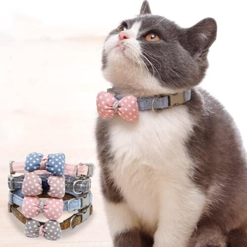 New Product Cat Gentleman Cotton Collar Cat Accessories Cat Collar Cotton Covered Polka Dot Bow Cat Collar