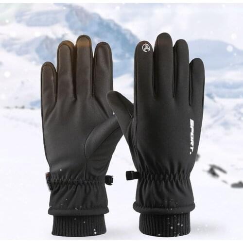 Autumn Winter Windproof Waterproof Warm Gloves Fullfinger Cycling Sport Outdoor Touch Screen Elastic Knitted Wrist Cold Weather