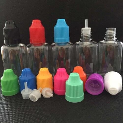 200pcs 30ml PET Plastic Dropper Bottle Empty E liquid Bottle with long thin tip and childproof caps for Nail Gel E juice