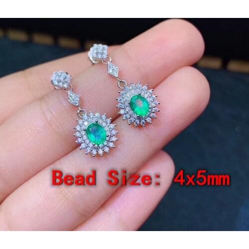1Pc Natural Colombian Emerald Stud eardrop 925 Silver Fashion Gem Ring Crystal Healing Stone Gift For Ladies Christmas