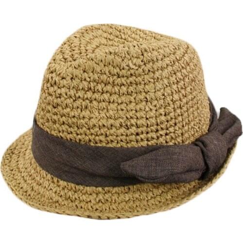Summer Baby Straw Sun Hats Child Soft Brim Bow Visor Sun Cap For Boys Girls Kids Beach Fisherman Hats Children Bucket Hat