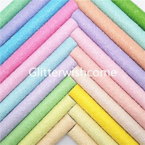 Glitterwishcome 21X29CM A4 Size Spring Bright Colors Chunky Glitter Leather Fabric Sheets, Glitter Fabric for Bows, GM3196A