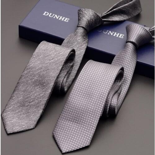 High Quality 2020 Fashion New Silk Wedding Ties for Men Tie slim 6cm Necktie Designers Brand Gray Sliver Neck Tie with Gift Box