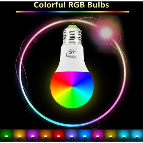 WiFi Smart LED Bulb 7W E27 RGB CW Color Changing Light Dimmable LED Lamp Timer Function Magic Bulb Home Smart LED Bulb Light