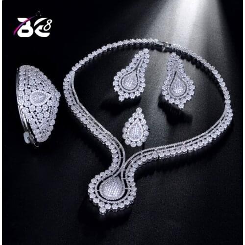 Be 8 Luxury Nigerian Woman Wedding Fashion African Beads Jewelry Set Wedding Bridal AAA CZ Jewelry Set Dress Accessories S187