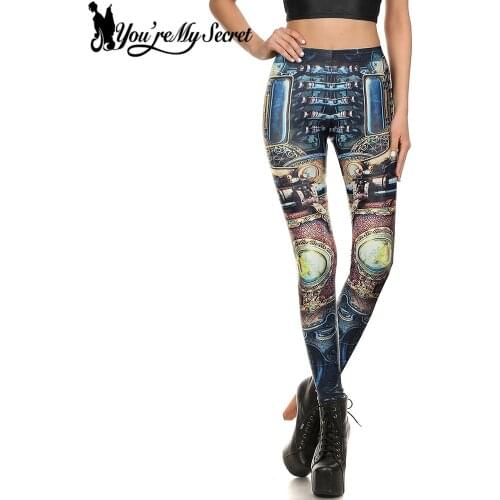 [You're My Secret] Game World Gold Gear Workout Leggings Women Steampunk Printed Tight Pants Seamless Slim leggins For Fitness