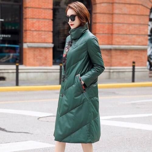 Womens down jacket, 2020, long, 100%, sheepskin, genuine leather coat, mfxm1920 kj3694 thick print jackets