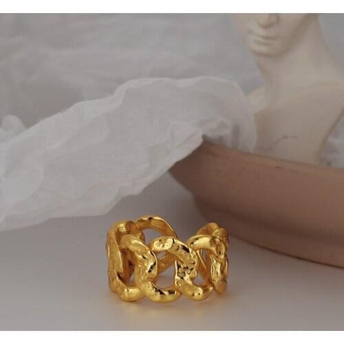 Silvology 925 Sterling Silver Lava Texture Wide Chain Rings Top Quality Upgraded Version Thick Rings for Women Luxury Jewelry