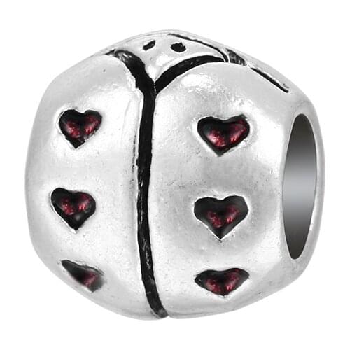 1PC/5PCS Red Heart Fit Womens DIY Bracelets Bead Oil Painting Charms Charm Beads perles pour la fabrication de bijoux Hot Sale