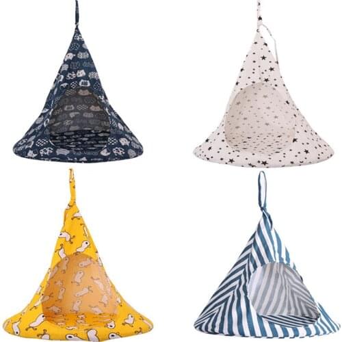 1PC Foldable Durable Pet Cat Tent Hammock Hanging House Bed Cone Shape Breathable Linen Cage Cove Tent Sleepingr