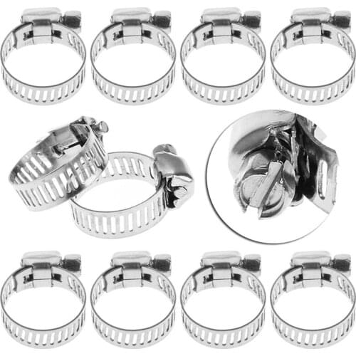 10Pcs 3/8"-1/2" Adjustable Stainless Steel Drive Hose Clamp Fuel Line Worm Clip