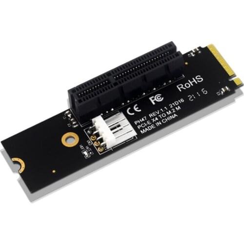 10pcs/lot NGFF M.2 M2 Key M to PCI-E 4X Riser Card Transfer Adapter with LED Voltage Indicator for ETH GPU Miner Mining