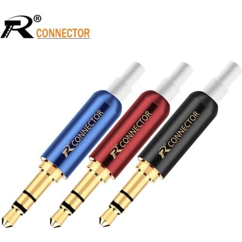 10pcs/lot High Quality Jack 3.5 Audio Wire Connector 3.5mm 3 Pole Stereo Plug Gold Plated Earphone DIY Plug R Connector