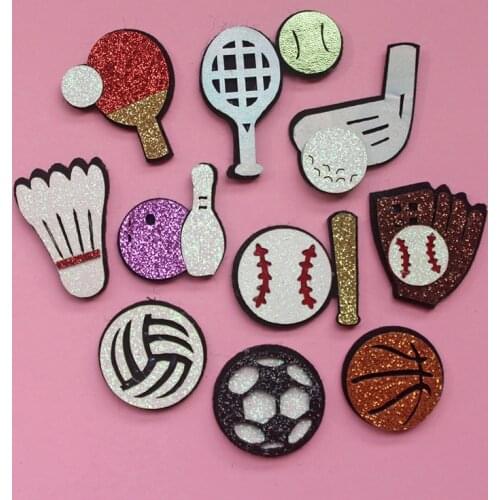 20pcs Padded Applique Ball Sports Equipment for DIY Clothes Hat Patches Headwear Hair Clips Baby Boy Accessories