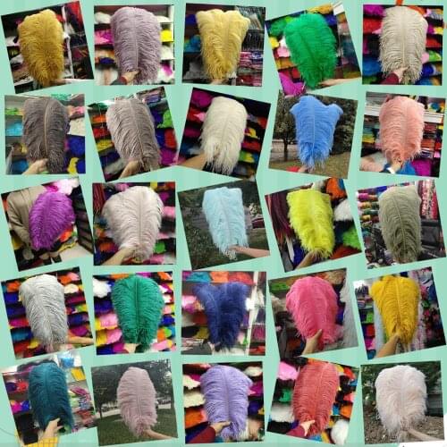 Hot！25 Color 50pcs natural "thick stem" male ostrich feathers 60-65cm/24-26inches For Wedding Christmas Home Craft Decoration