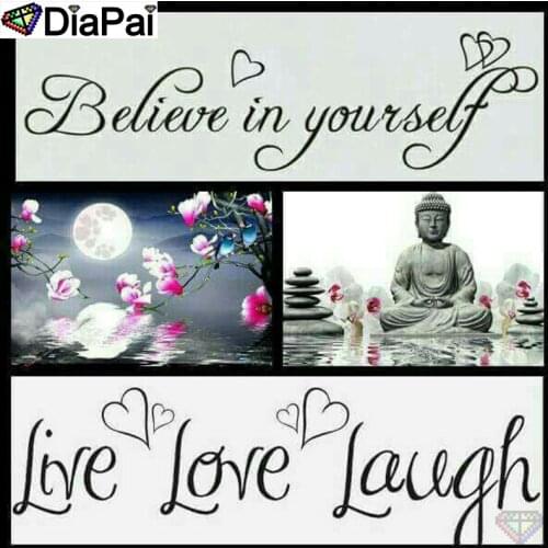 DiaPai 5D DIY Diamond Painting 100% Full Square/Round Drill "Text moon buddha" Diamond Embroidery Cross Stitch 3D Decor A21533