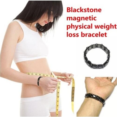 Weight Loss Round Black Stone Magnetic Therapy Bracelet Health Care Magnetic Hematite Stretch Bracelets Unisex