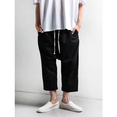 Men spring and autumn new fashion trend base low crotch nine points Harlan pants day big size cross crotch pants