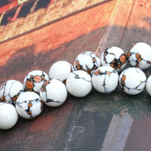WUBIANLU Round Yellow White Tiger Skin Turkey Stone 6 8 10 12mm Loose Beads DIY 15Inch Exquisite Women Jewerly Making Ornaments