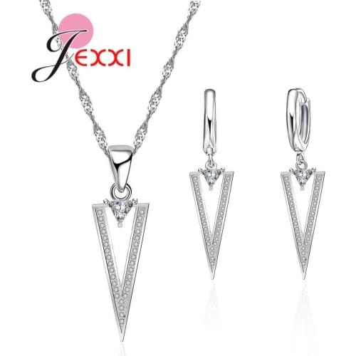 Bridal Wedding Party 925 Sterling Silver Dazzling CZ Zircon Hollow Pendant Necklace Korea Stylish Chain Earring Jewelry