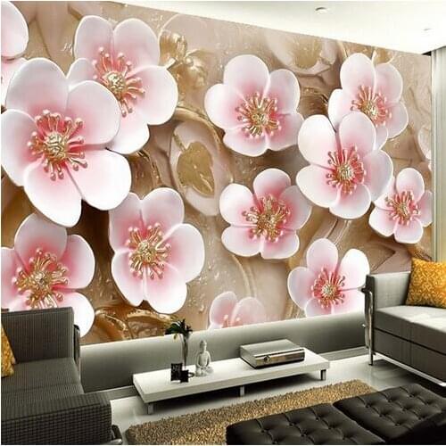 Peach Blossom Large Mural Wallcoverings 3D Abstract Pink Flower Custom Size Photo Wallpaper Stereoscopic Murals Wall Paper Roll