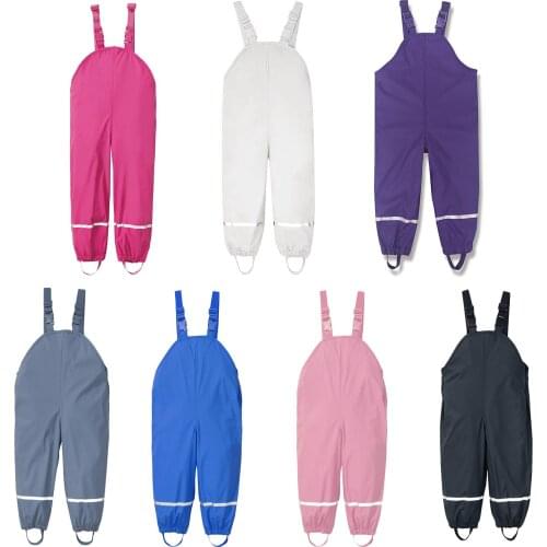 Boys Waterproof Mud Jumpsuit Solid Rain Dungarees Windproof Overalls Clothes Waterproof Overalls Kids Waterproof Rain Pants L3