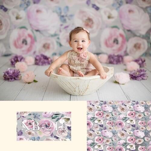 Floral Newborn Backdrop for Photography Purple Children Baby Shower Photocall Background Prop Customized Backdrops Photo Studio
