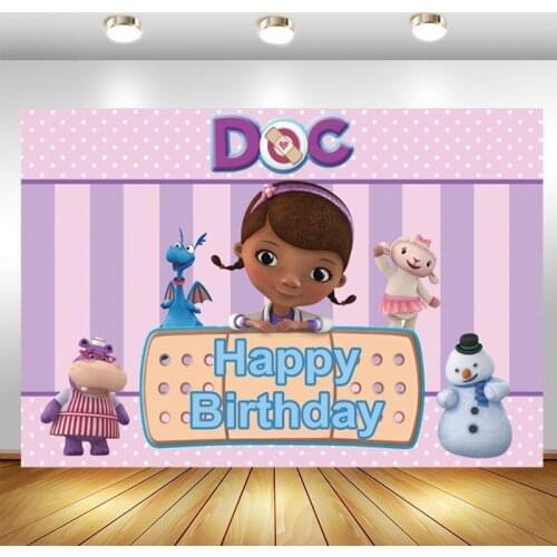 Doc Mcstuffins Backdrop Baby Shower Newborn Happy Birthday Party Photography Background Photo Studio Props Decoration Banner