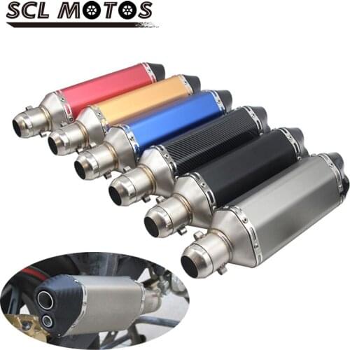 SCL MOTOS Universal Motorcycle 51mm Exhaust Muffler Pipe Silencer AK For Scooter CBR125 250 CB400 YZF FZ400 Motorbike Part New
