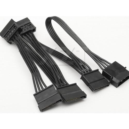 PZ 1PCS 4Pin IDE Molex to 5-Port 15Pin SATA Power Cable Cord Lead 18AWG Wire For Hard Drive HDD SSD PC Server DIY HIGH QUALITY