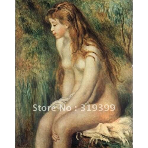 Linen Canvas Oil Painting reproduction,Young Girl Bathing by pierre auguste renoir,Free DHL Shipping,100% handmade,museum qualit