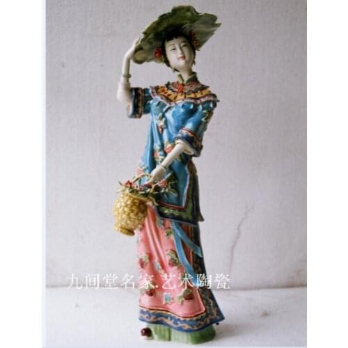 Shiwan ceramic doll Honglou Dream Chinese style decoration of classical figures and ladies Sculpture Beauty Women statue