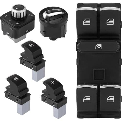 6Pcs Chrome Headlight Headlamp Window Mirror Switch Set for Eos Rabbit for Passat B6 B7 for Passat CC for Jetta for Golf MK5