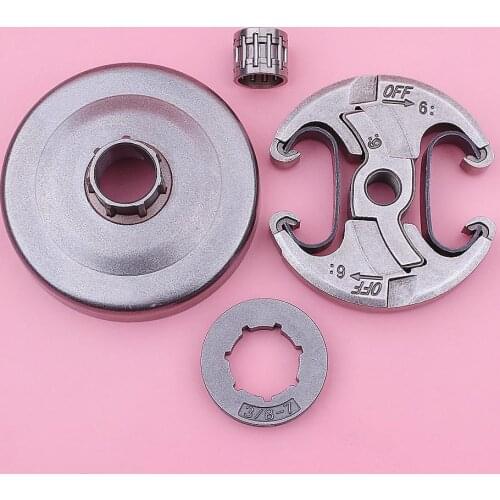 3/8" 7T Clutch Drum Sprocket Rim Kit For Husqvarna 346 345 340 350 Chainsaw Part 537 11 05-03, 503 87 30 72 w Needle Bearing