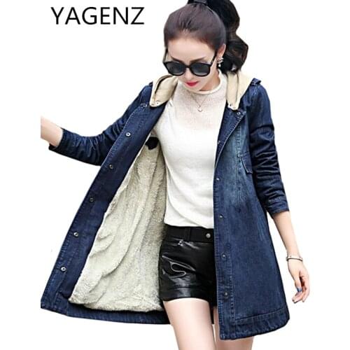 2020 Winter Women Warm Denim Jacket Plus Size 5XL Loose Vintage Hooded Jeans Female Outwear Autumn Denim Thick Coat Casual Tops