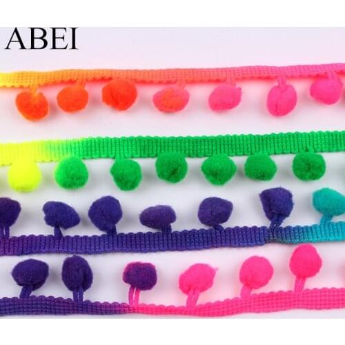 25mm 5Yards New Rainbow Pompom Fringe Lace Trims Fabric Wedding Party Craft Material Handmade Home Texile Clothes Edge Ribbon