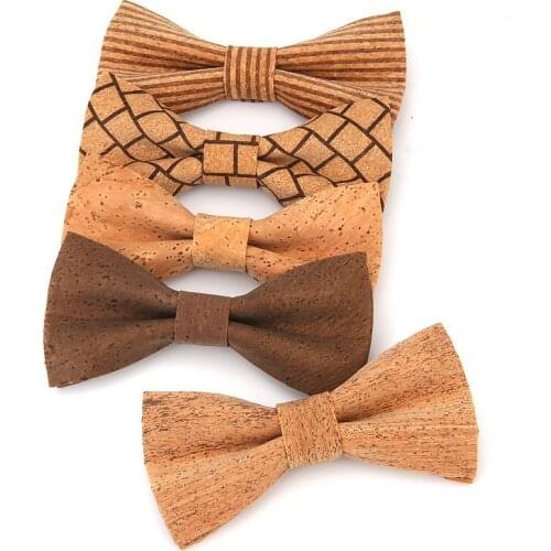 Fashion Mens Casual Party Banquet Cork Bow Tie Wedding Groom Suit Shirt Accessories Wood Bowtie Mens Gifts