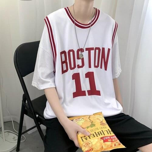 Summer sports leisure short sleeve male loose Korean version handsome web celebrity trend hip-hop basketball clothing