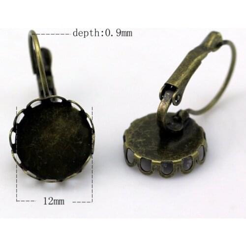 Beadsnice jewelry leverback cabochon settings earring base fashion women diy earring components brass round blank earrings lace