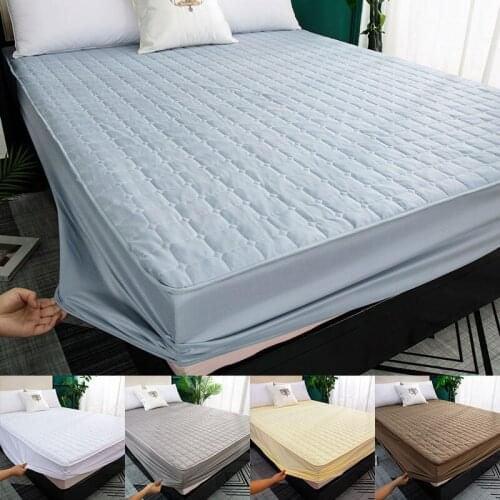 Washable Bed Cover Breathable Solid Color Mattress Cover Embossed Quilted Waterproof Mattress Cover with Elastic Band