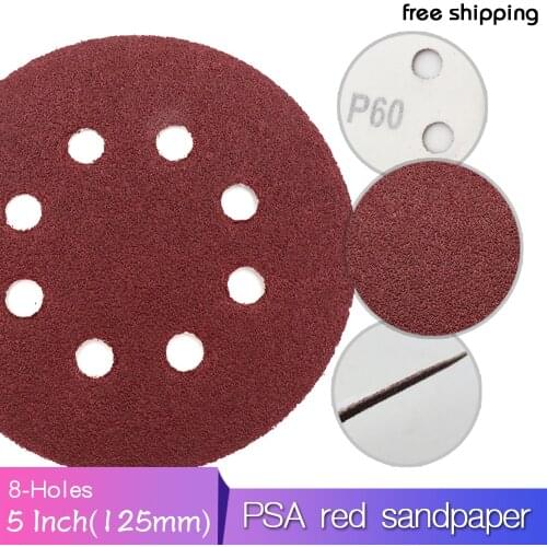 Free shipping MSH1252 100PC 125mm 5" Abrasive Sandpaper Hook & Loop Sanding Paper for Sander Pad Power Tools Accessories
