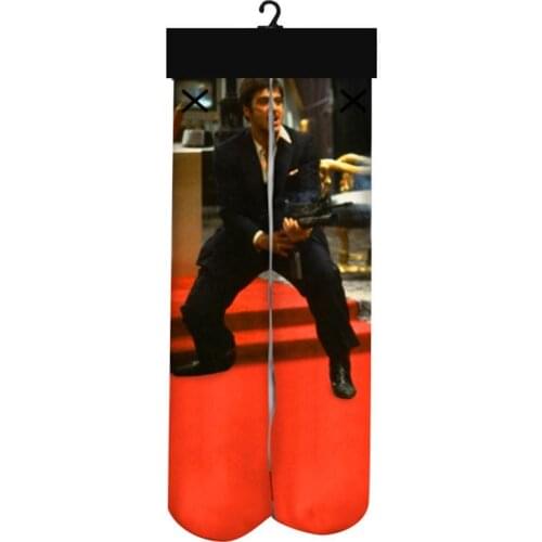 2018 hip hop men/women socks 3d printed Movie Scarface socks Unisex Cotton High funny 983 American crime film Socks dropshipping