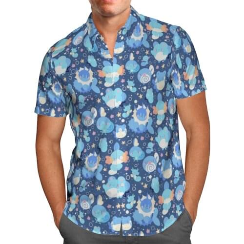 2021 New 3D Print Cartoon Blue Hawaii Anime Shirts Men Summer Short-sleeved Beach Shirt Men Shirts Oversize Camisa Masculina 5XL