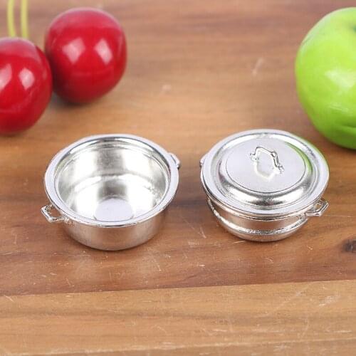 New Hot! 1:12 Dollhouse Miniature Metal Steamer Pot with Cover 3Pcs/Set Kitchen Scene Model Accessories