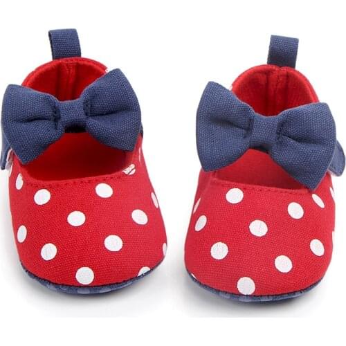 Baby Girl Shoes Toddler Infant Anti-slip Polka Dot Bow First Walkers Shoes Kids Footwear Shoes Girls0-18M
