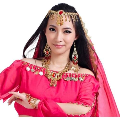 Adult bellydance wear accessories headdress bracelet bollywood jewellery diamond women belly dance jewelry suit